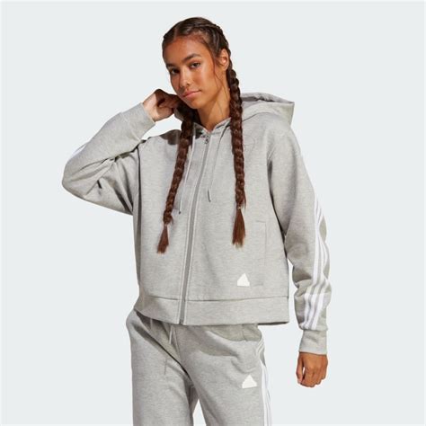 adidas Future Icons 3-Stripes Full-Zip Hoodie - Grey | Free Shipping ...