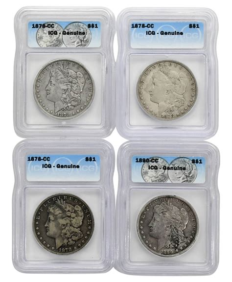 Four Graded Morgan Cc Silver Dollars Auction