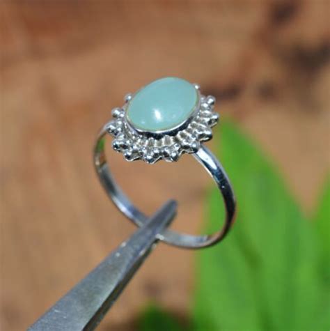 Solid Sterling Silver Aqua Chalcedony Ring Y Ebay