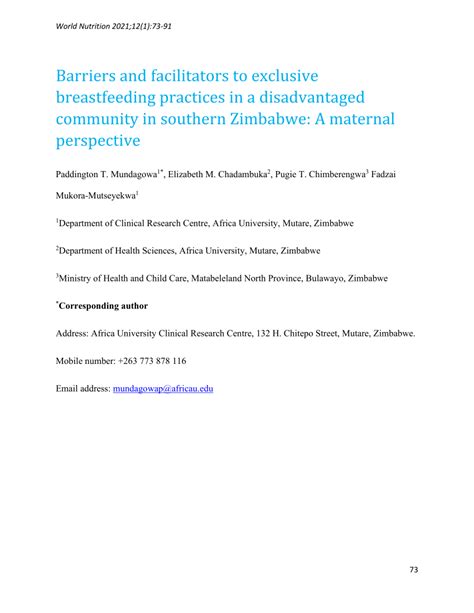 Pdf Barriers And Facilitators To Exclusive Breastfeeding Practices In