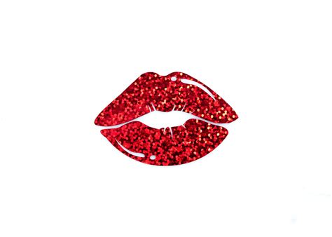 Lips Sticker In Red Glitter Vinyl Red Lip S Decal Etsy