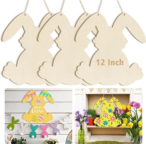 Amazon Large Size 12 Wooden Easter Ornaments To Paint Wooden DIY