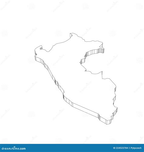 Mapa De Silueta De Contorno Delgado Per D Negro Del Rea Del Pa S