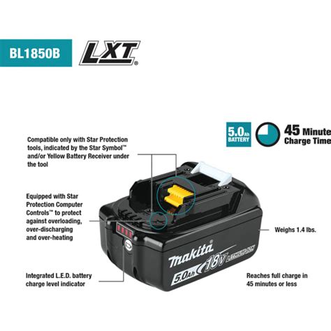 Makita Bl1850b Battery Lithium Ion 18v 5 0ah Battery Only Lxt