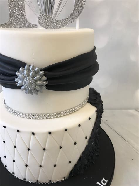 Black And Silver Birthday Cake