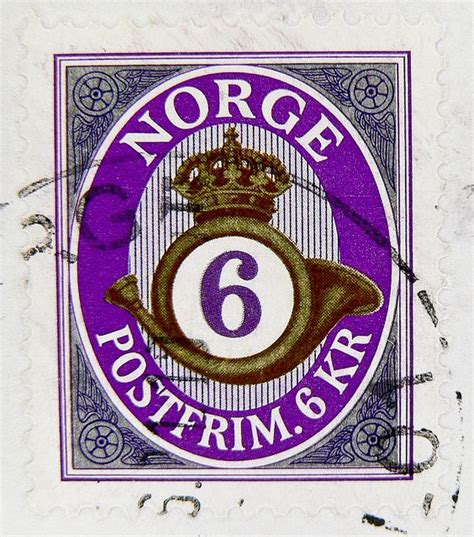 Beautiful Stamp Noreg 6 Kr Norge Postfrim Norwegen Norway Post Horn