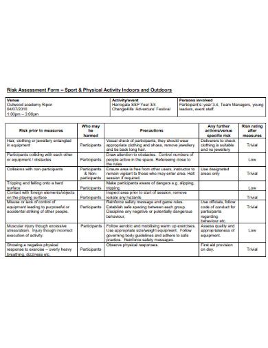 Gym Risk Assessment Examples Format Pdf Examples Hot Sex Picture