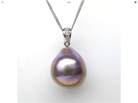 Giant Pearl Pendant 16 X 14mm A Shiney Genuine Lavender Pink