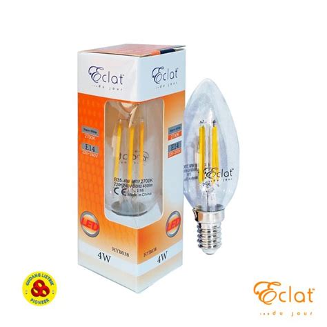 Jual Eclat LED Candle Filament 4W Kuning E14 Clear 4 Watt Warm White Di