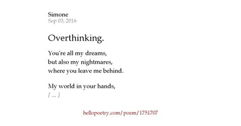 Overthinking By Simone Hello Poetry