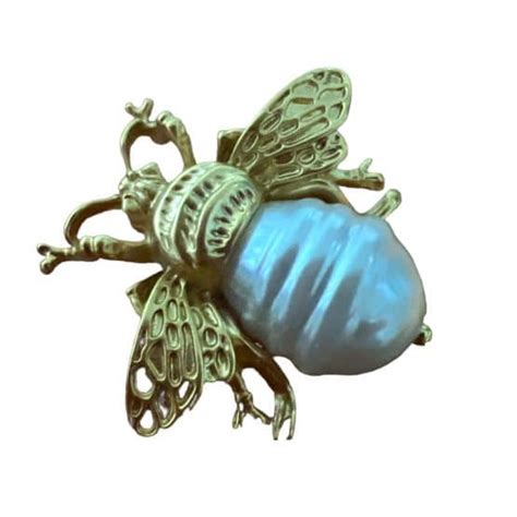 Golden Bee With Faux Freshwater Pearl Brooch Wild Brooches