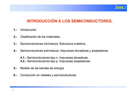 Tema Introducci N A Los Semiconductores Introducci N A Los