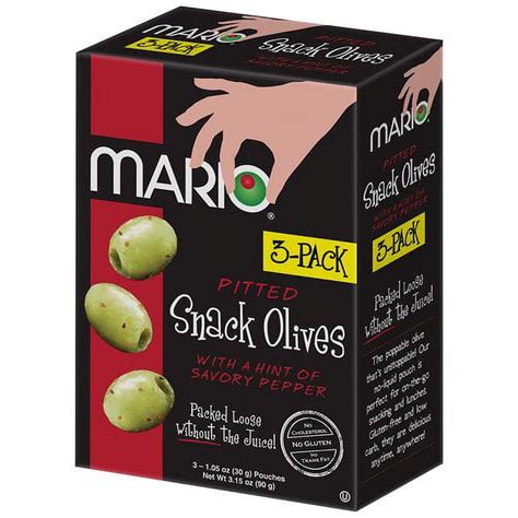 Mario Pitted Snack Olives With A Hint Of Savory Pepper 1 05 Oz 3 Count