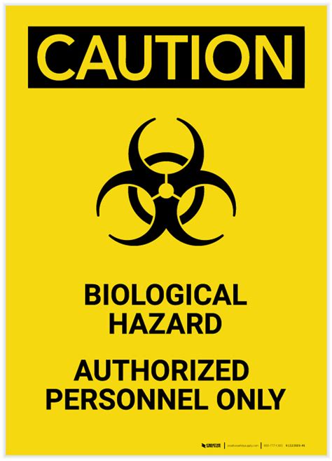 Caution: Biological Hazard Authorized Only Portrait - Label | Creative ...