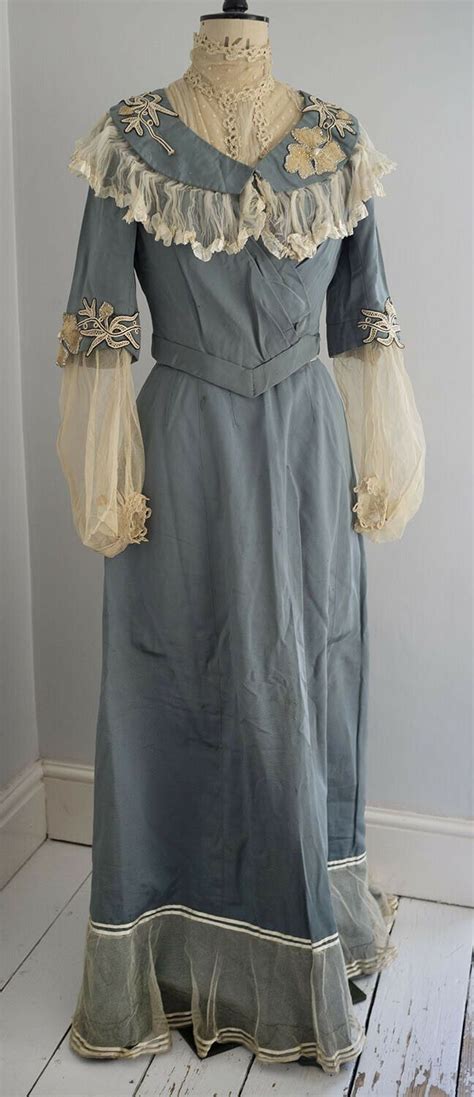 Antique Edwardian Blue Piece Day Dress Circa Ebay In