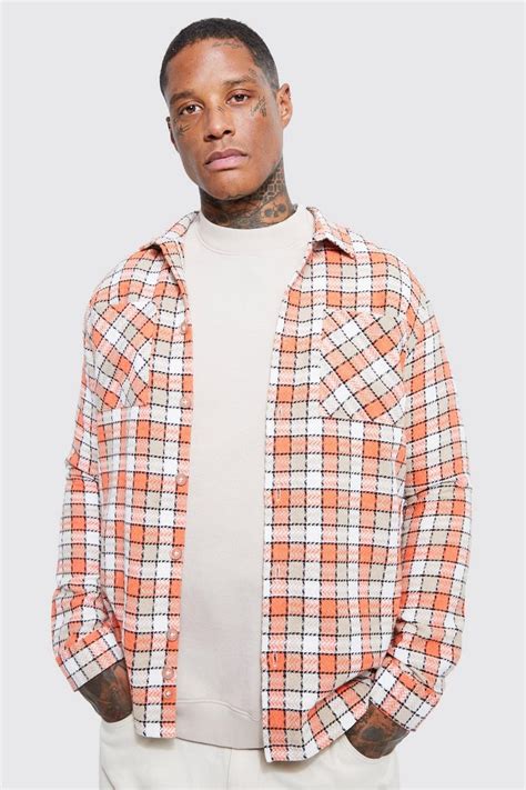 Heavyweight Check Overshirt Boohoo Uk