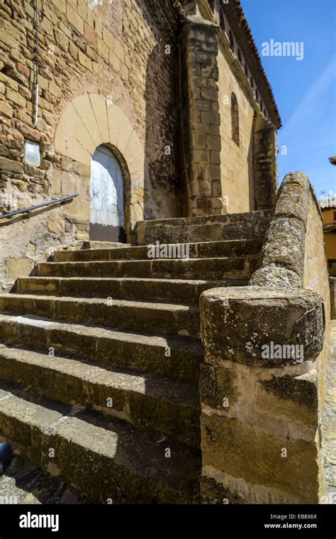 San Salvador church in Aguero Town, Huesca, Aragon, Spain Stock Photo - Alamy