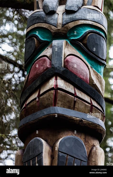 Native American Totem Poles In Alaska Stock Photo Alamy