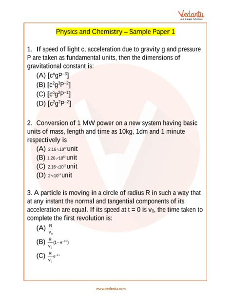 Nso Science Olympiad Sample Paper 1 For Class 11 With Solutions