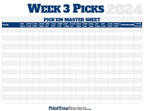 Nfl Week 3 Picks Master Sheet Grid 2024