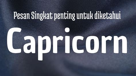 Capricorn Pesan Singkat Penting Untukmu Perubahan Tak Terduga YouTube