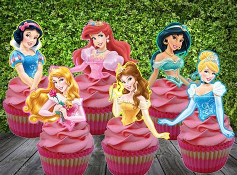 Set Of 12 Disney Princesses Cupcake Toppers Etsy