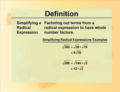 Definition--Rationals and Radicals--Simplifying a Radical Expression ...