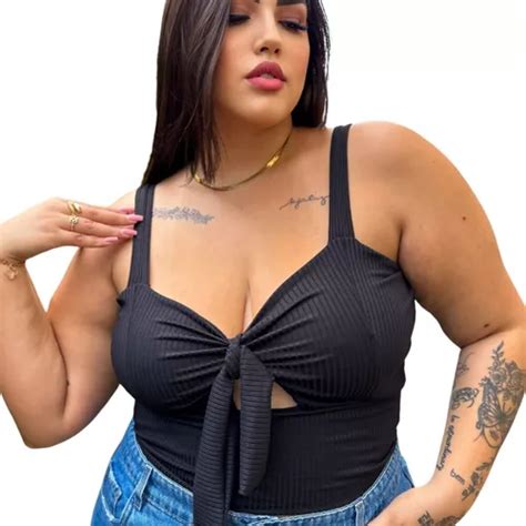 Blusinha Feminina Plus Size Alcinha Malha Básica Verão MercadoLivre