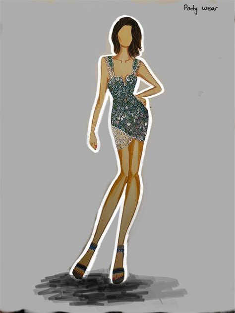 Partywear Outfit Illustration Fashion Illustration Sketches Dresses