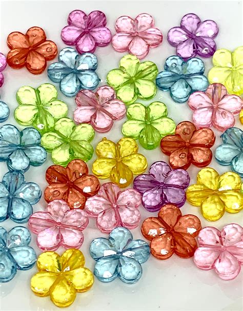 Cute Flower Beads Translucent Beads Clear Beads Colorful | Etsy