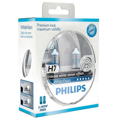 H7 Philips White Vision Headlight Bulbs Pair