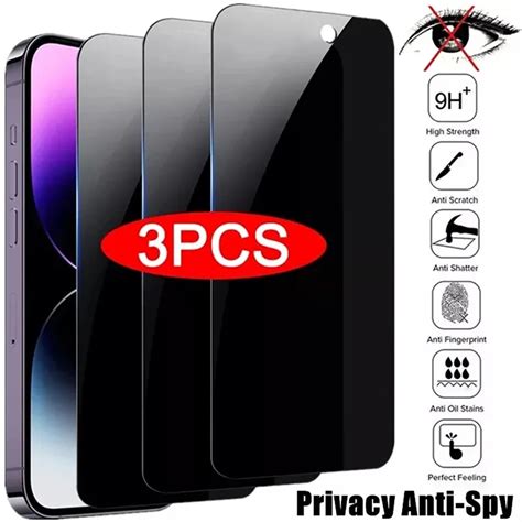 3pcs Anti Spy Glass For Iphone 14 13 12 11 Pro Xs Max Mini Privacy Screen