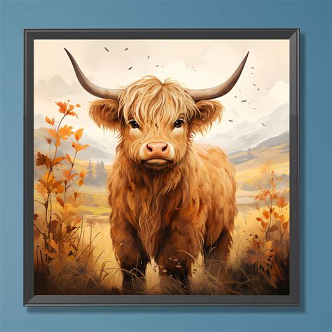 D Diy Full Round Drill Diamond Painting Highland Yaks Kit Home Decor