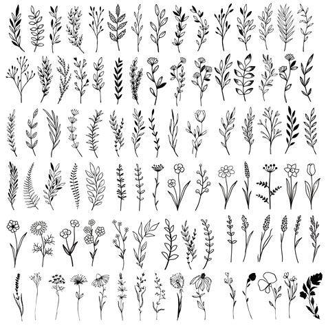 Buy 18 Sheets Realistic Temporary Tattoo Tiny Branch Black Flower