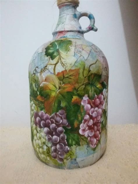 Decoupage em garrafão Nosleide Almeida Garrafas pintadas Garrafas