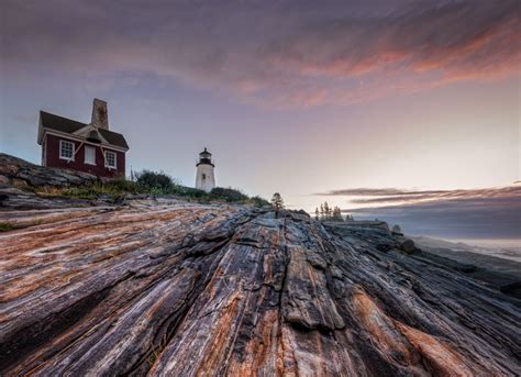 The Pemaquid Point Lighthouse And Rock Formations At Sunrise