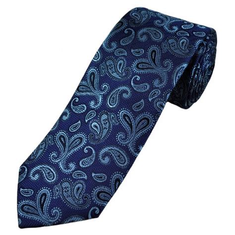 Tresanti Celeste Shades Of Blue Navy Paisley Men S Silk Designer Tie