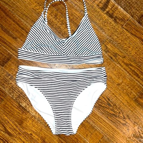 H M Swim New Girls Blackwhite Stripe Bikini Poshmark