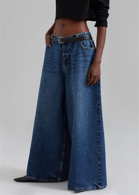 Sasha Wide Leg Jeans Dark Blue The Frankie Shop