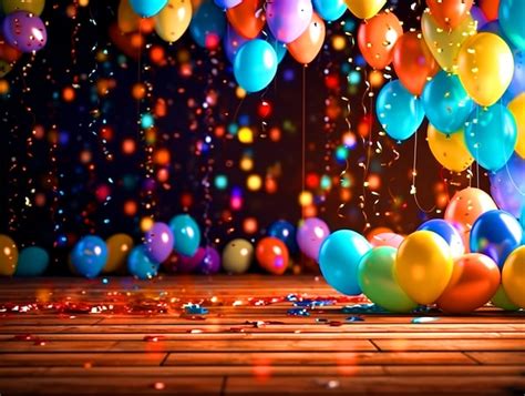 Premium AI Image | Birthday party stage with colorful balloons arrangement