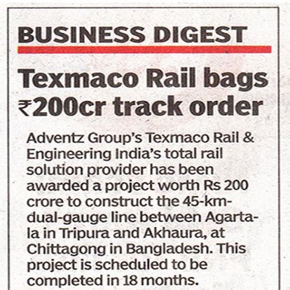 Texmaco In The News Texmaco Rail Engineering Ltd