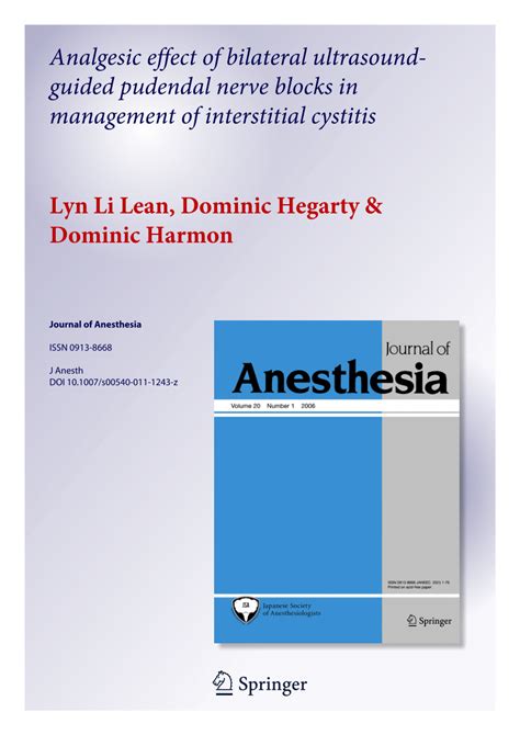 PDF Analgesic Effect Of Bilateral Ultrasound Guided Pudendal Nerve