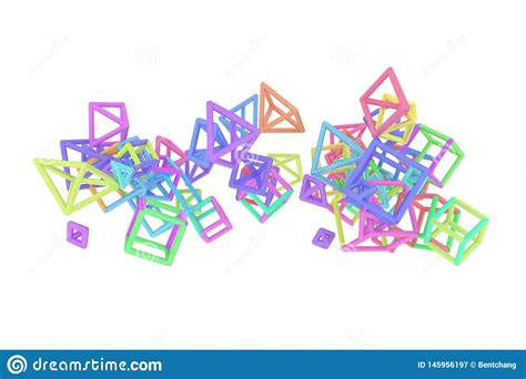 Concepture Geometric Bunch Of Triangle Or Square Flying Inter Locked