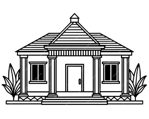 Premium Vector | A drawing of a house with a large front door