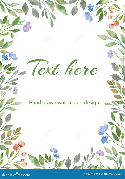 Watercolor Floral Template With Wildflowers Design For Posters Cards