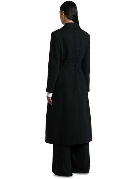 Cue Belted Wool Coat In Black Myer