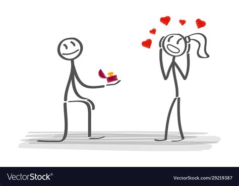 Happy Cartoon Man On His Knee Proposal Woman Vector Image