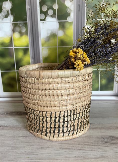 Handwoven Rattan Charcoal And Natural Basket Ithemba Creations