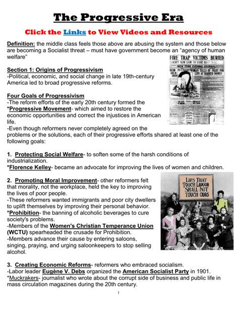 Progressive Era Reforms Summary