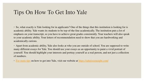 Ppt Tips On How To Get Into Yale Powerpoint Presentation Free